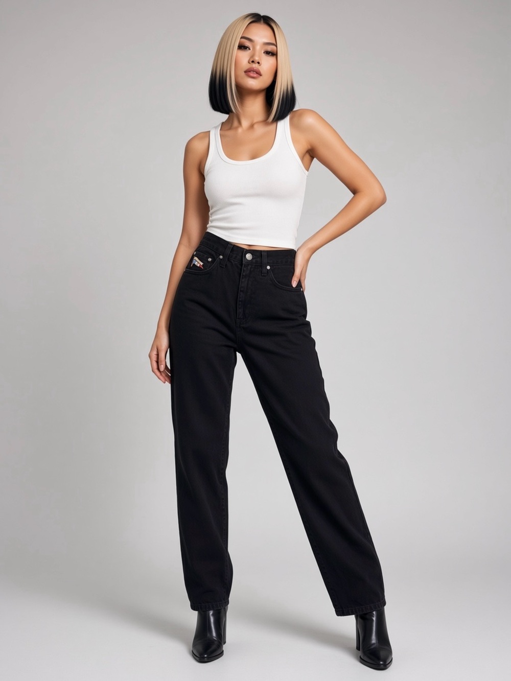 Facennoble nostalgic dungarees black jeans in size 8